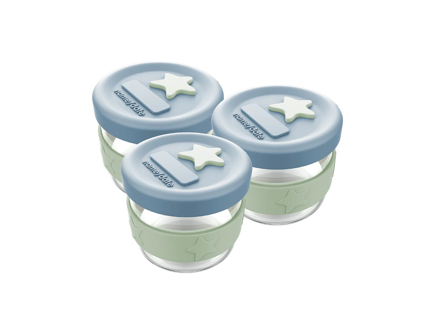 Silicone & Glass Baby Food Storage Containers 5PK 180ml & 120ml  - Cerulean & Sage - Image 3