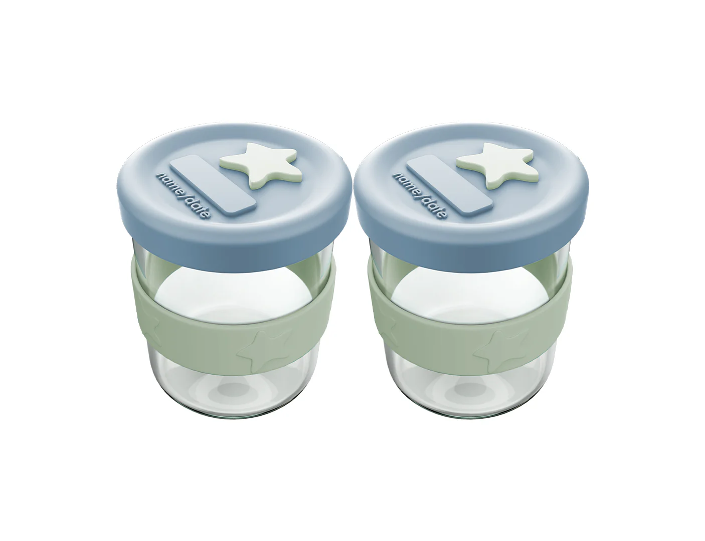 Silicone & Glass Baby Food Storage Containers 5PK 180ml & 120ml  - Cerulean & Sage - Image 4