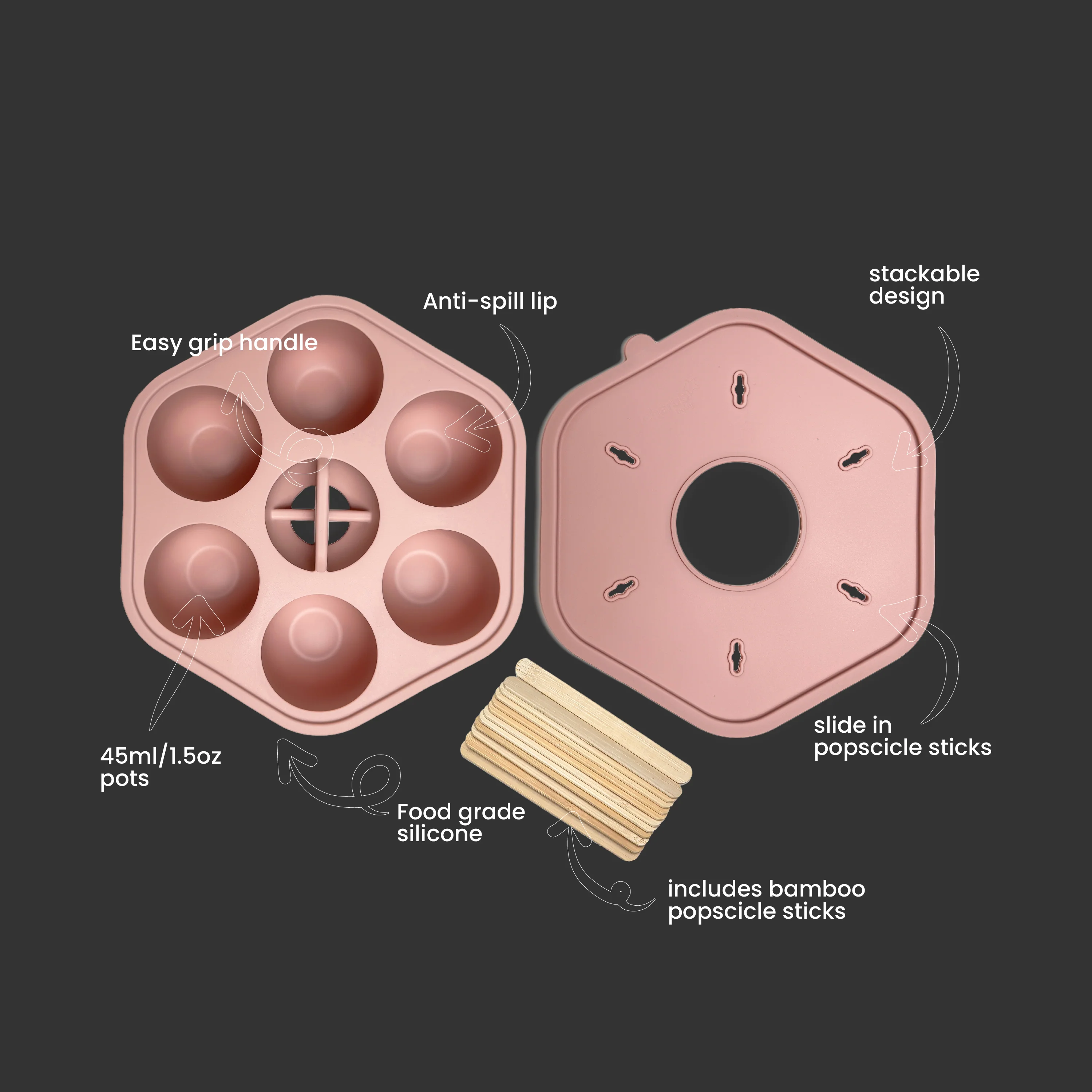 Silicone Baby Food Freezer Trays & Icy Pole Moulds - Dusty Rose - Image 4