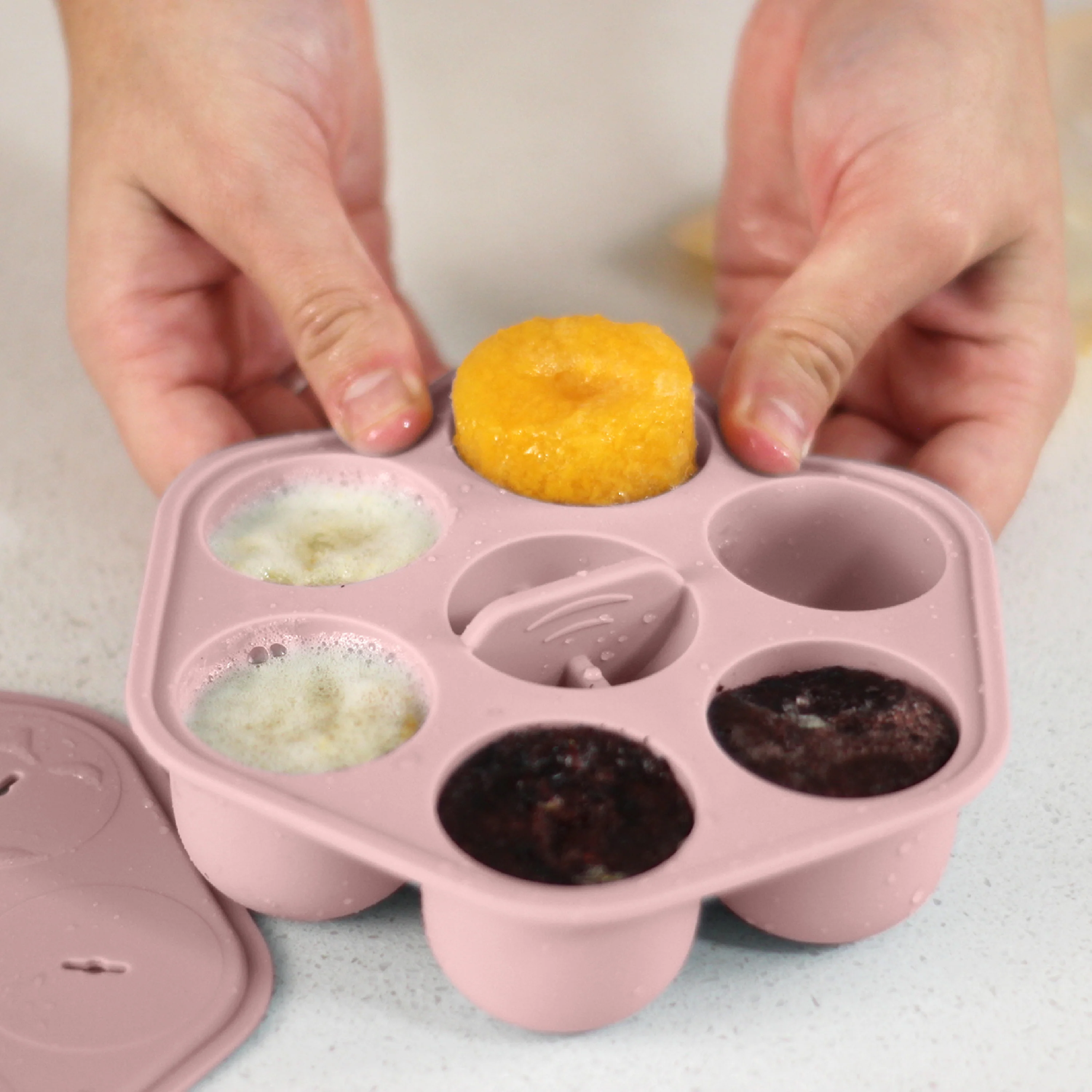 Silicone Baby Food Freezer Trays & Icy Pole Moulds - Dusty Rose - Image 6