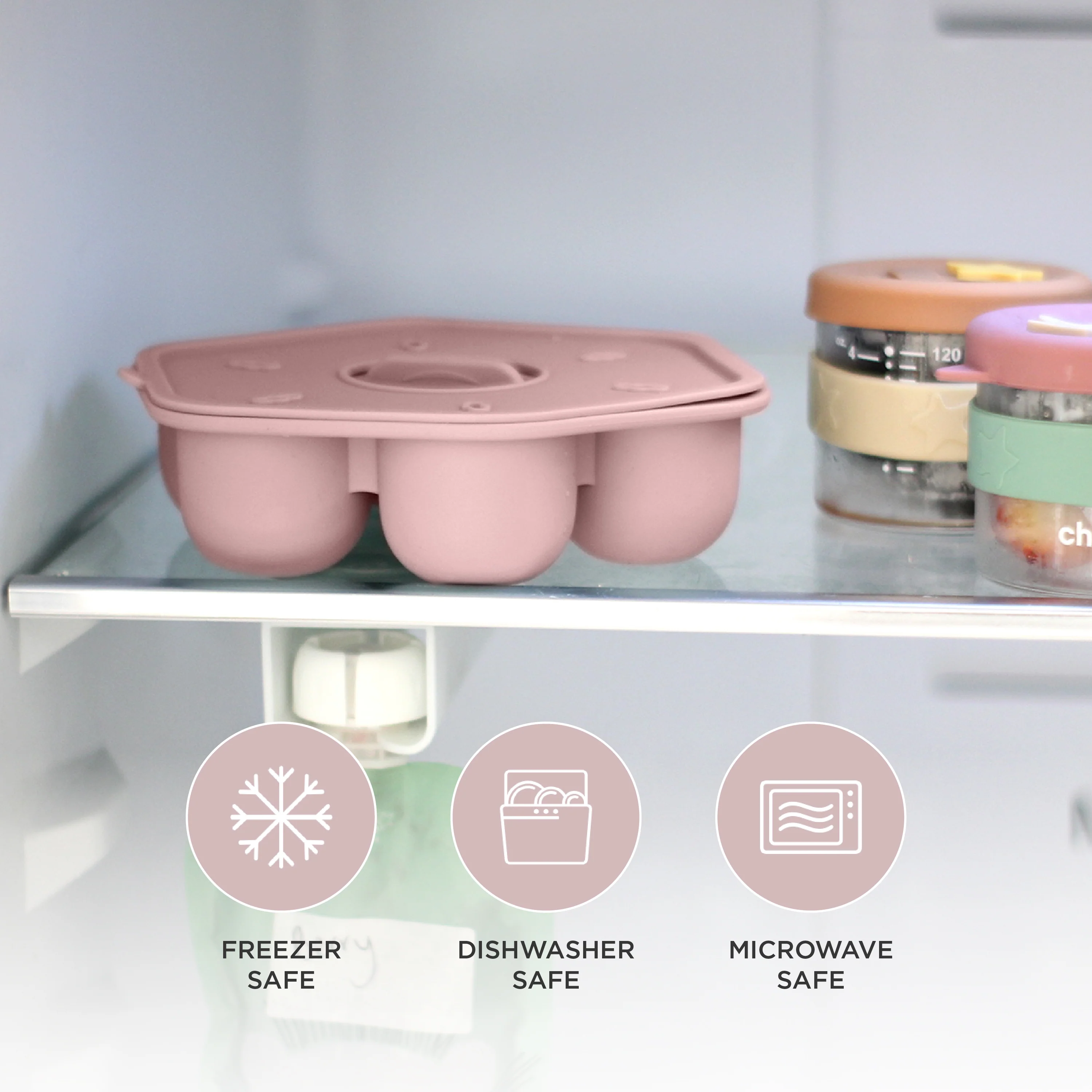 Silicone Baby Food Freezer Trays & Icy Pole Moulds - Dusty Rose - Image 7