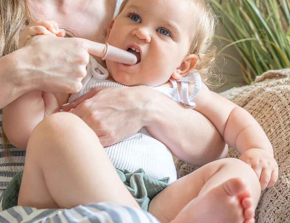 Silicone Baby Finger Toothbrush & Case - Dusty Rose - Image 3