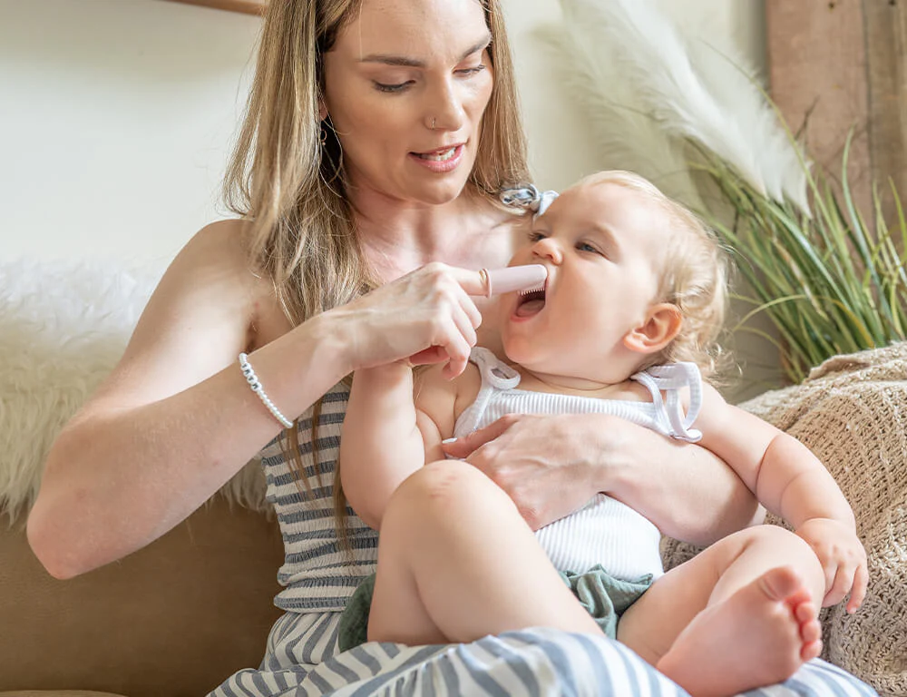 Silicone Baby Finger Toothbrush & Case - Dusty Rose - Image 4