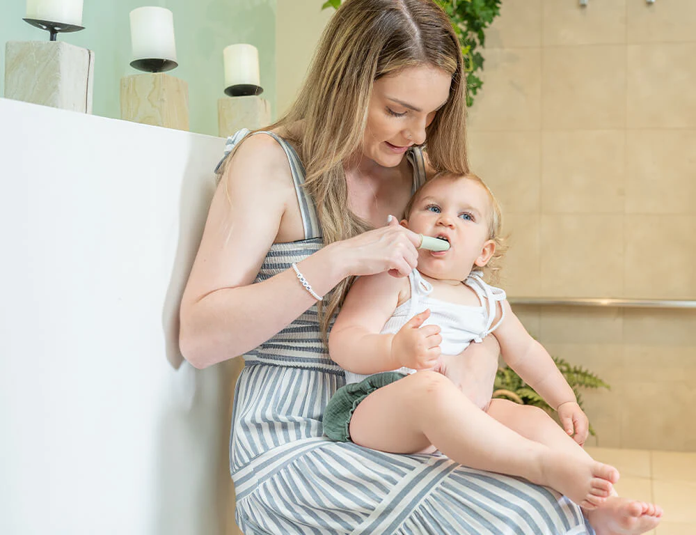 Silicone Baby Finger Toothbrush & Case - Sage - Image 4