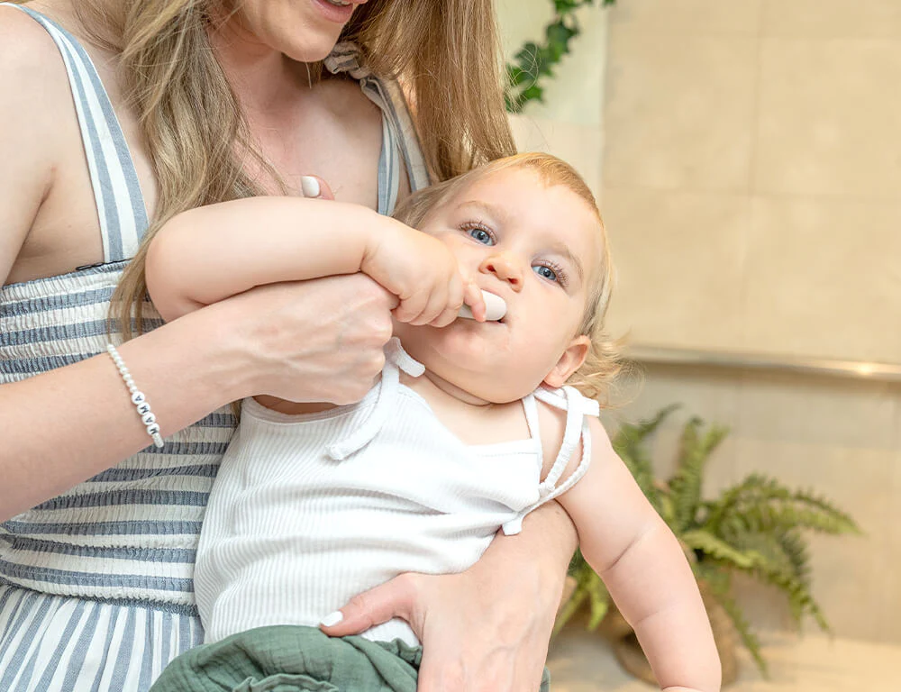 Silicone Baby Finger Toothbrush & Case - Sand - Image 3