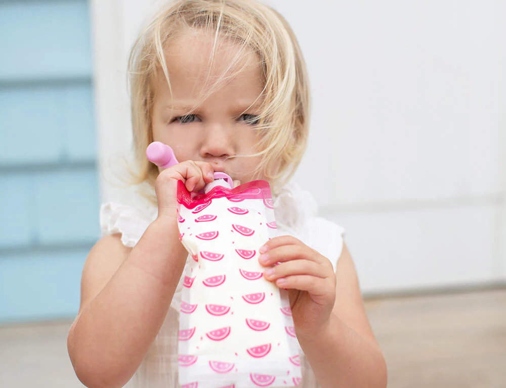 Silicone Food Pouch Soft Spouts 2PK - Peach/ Blush - Image 4