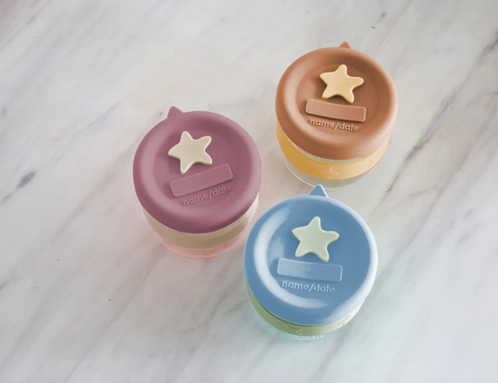 Silicone & Glass Baby Food Storage Containers 2PK 180ml - Dusty Rose & Sand - Image 5