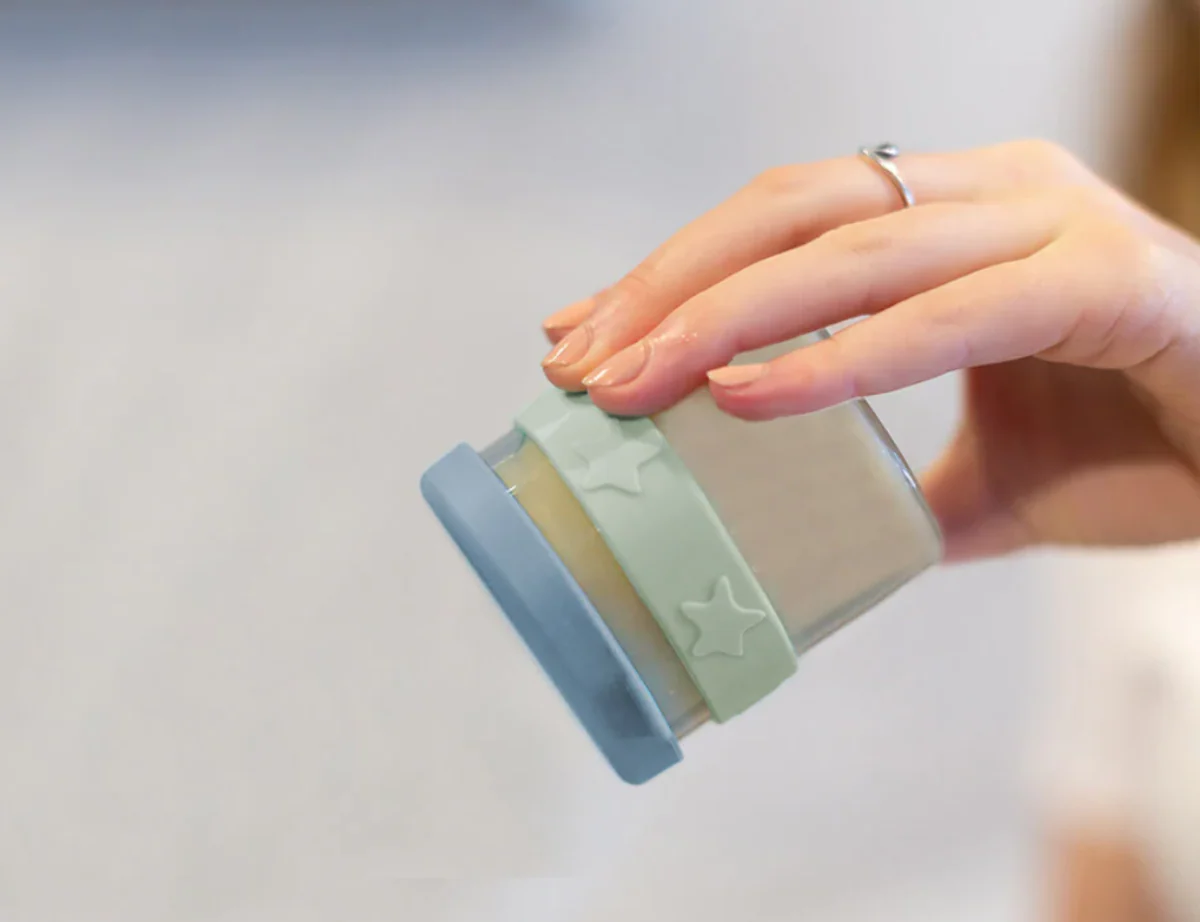 Silicone & Glass Baby Food Storage Containers 5PK 180ml & 120ml  - Cerulean & Sage - Image 11