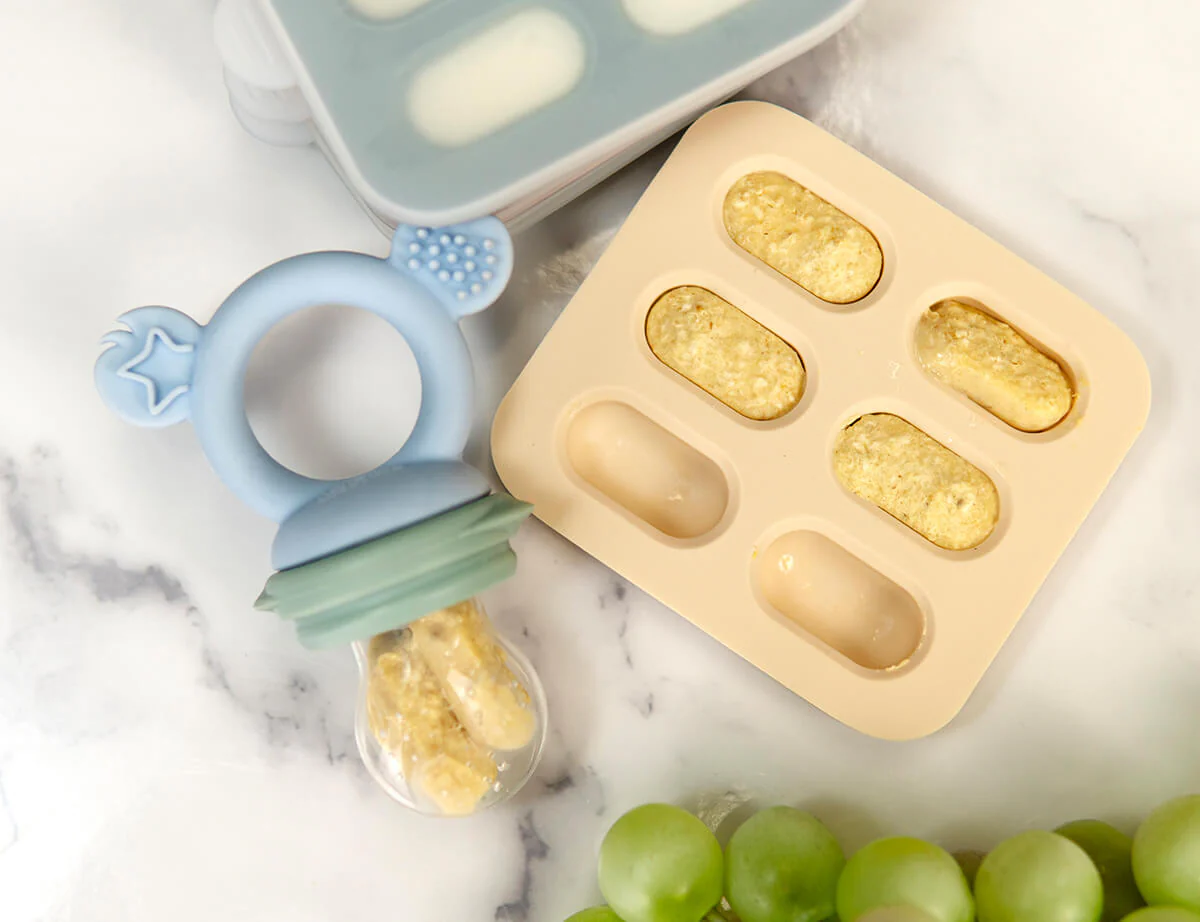 Silicone Baby Nibble Freezer Trays - Dusty Rose & Sand 2PK - Image 8